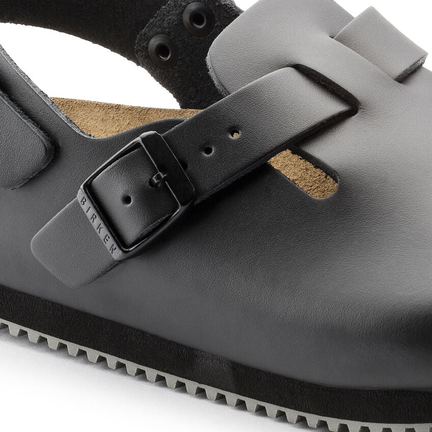 Birkenstock Tokio Super Grip Classic Footbed - Black Leather Slip-Resistant Work Shoes for Nurses, Chefs & Healthcare Professionals