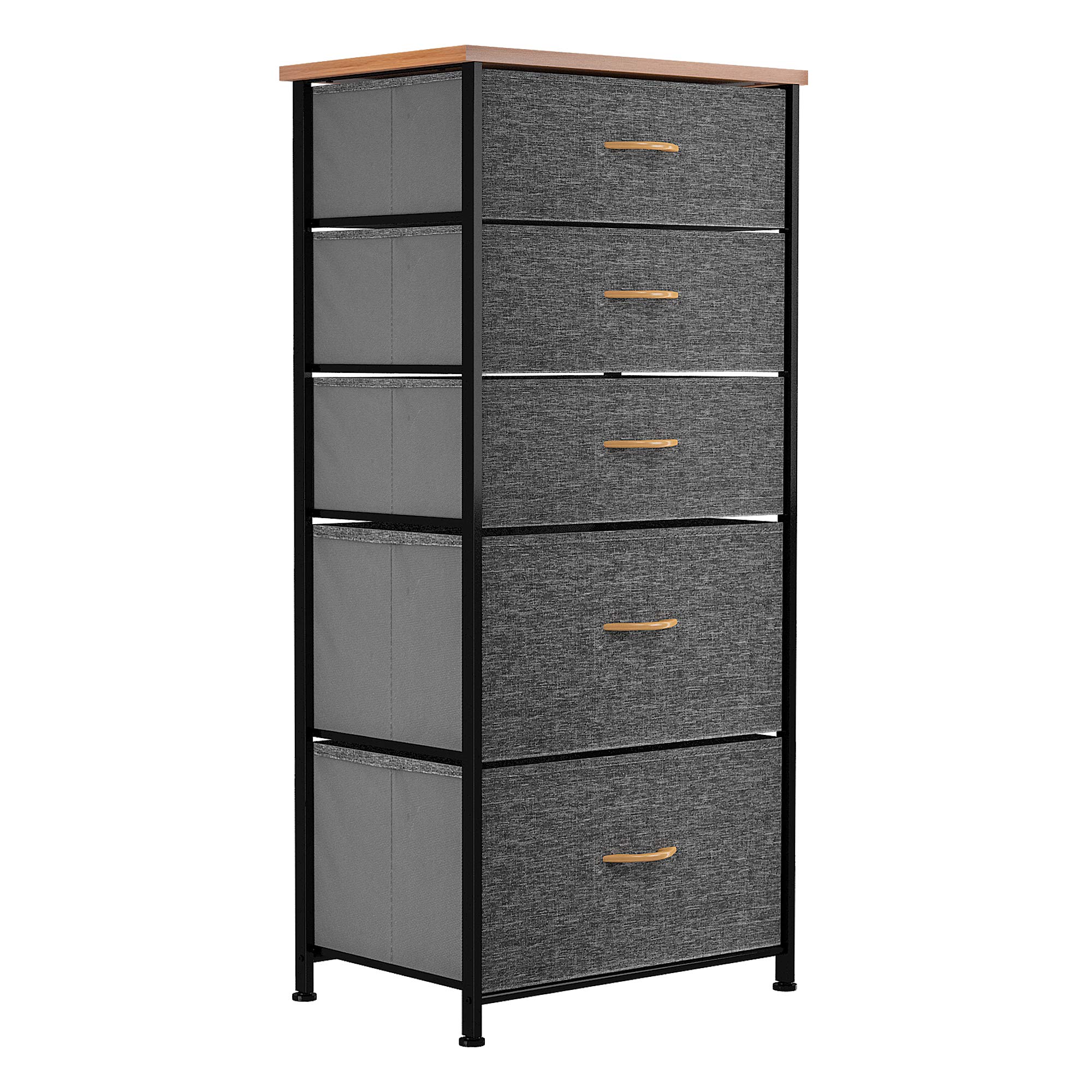 YITAHOME 5-Drawer Fabric Dresser with Wooden Top - Sturdy Steel Frame Storage Organizer for Bedroom, Living Room & Closet - Easy Pull Fabric Bins - Perfect for Home Organization & Small Space Storage