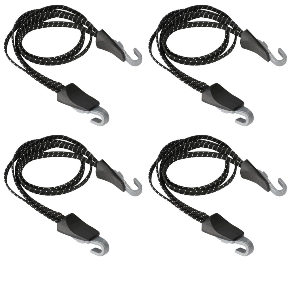 4-Pack Adjustable Elastic Bike Straps with Hooks - 68-120cm Heavy Duty Bungee Cords for Bicycles, Motorcycles, Trucks & Trailers - Secure Cargo, Luggage & Shelves - Perfect for Outdoor Adventures, Camping & Road Trips