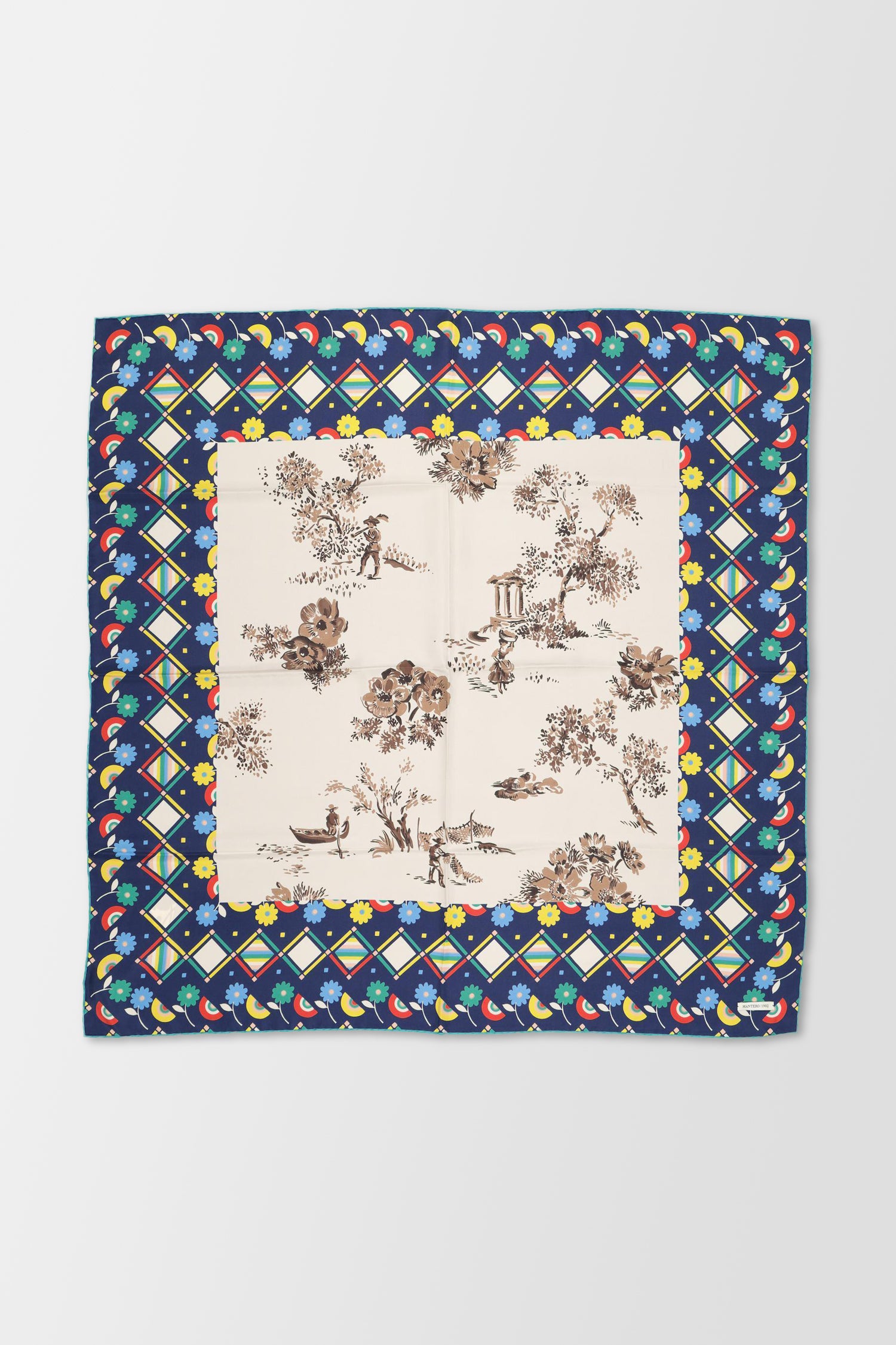 Mantero Multicolor Dejeuner Sur L’ 2 Silk Scarf - Luxury Fashion Accessory for Women, Perfect for Parties, Weddings & Special Occasions
