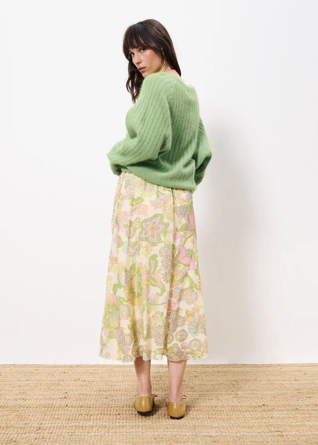 Indrany Women's Midi Skirt - Flowy A-Line Skirt in Beige & Pastel Colors | Perfect for Office Wear, Casual Outfits & Spring Summer Fashion