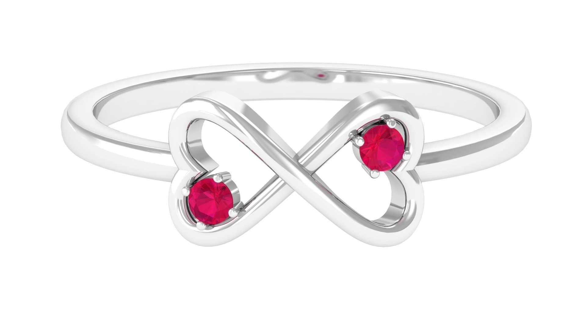 14K Solid Gold Round Ruby Infinity Ring for Women - Two Stone Heart Promise Ring - Elegant Jewelry for Anniversaries, Engagements & Special Occasions