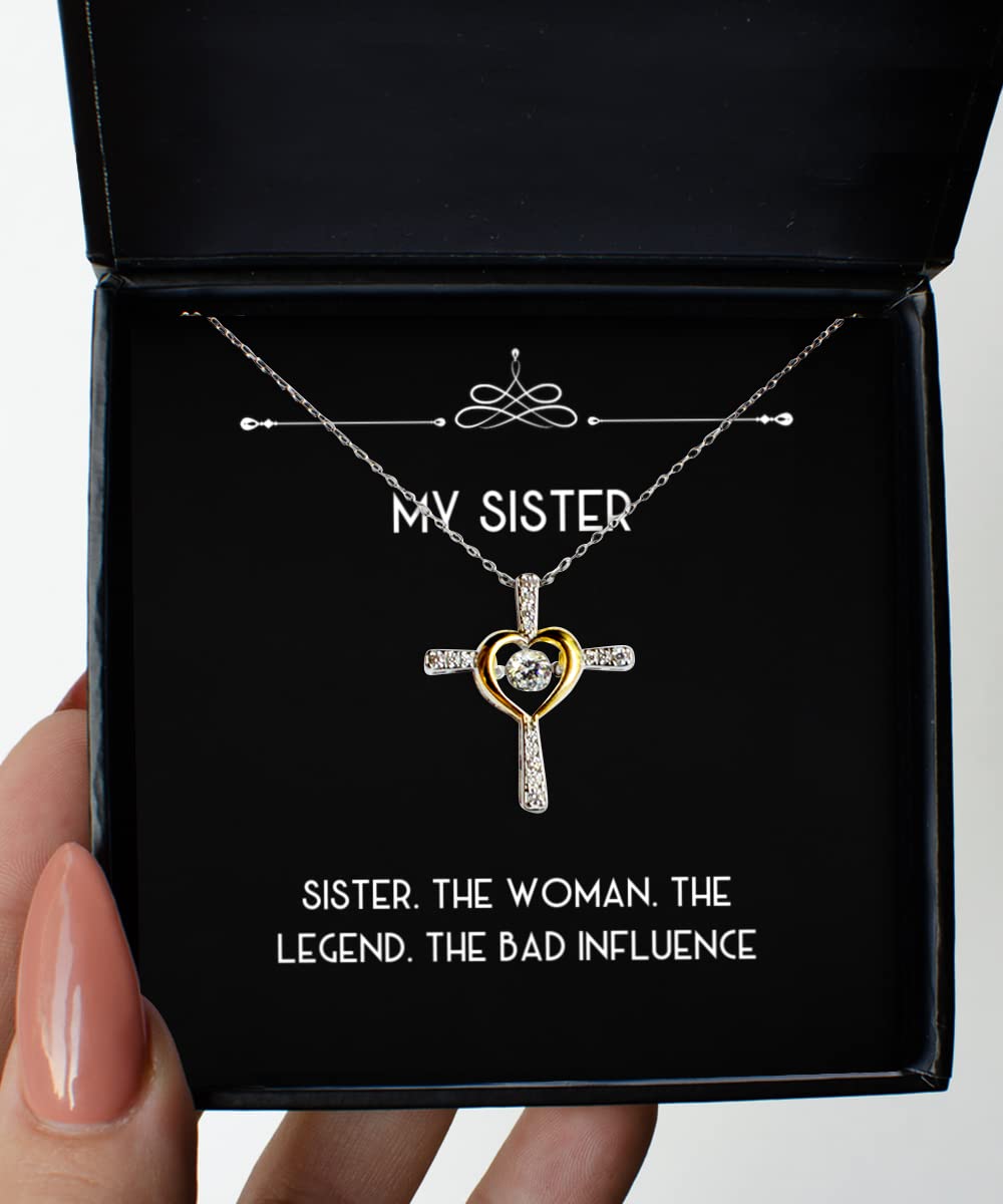 Affordable Sister Gifts - Cute Christmas Cross Dancing Necklace for Sisters | Perfect Birthday, Christmas & Appreciation Present for Women | Best Friend Jewelry Gift Idea