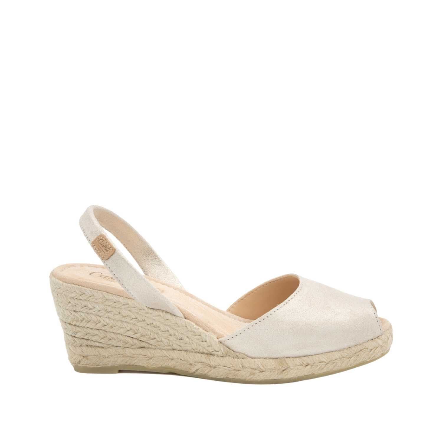 Stylish Open Toe Leather Menorcan Espadrilles for Women | Frida Montada Metallic 5C Design | Perfect for Summer Beach Vacations & Casual Outings