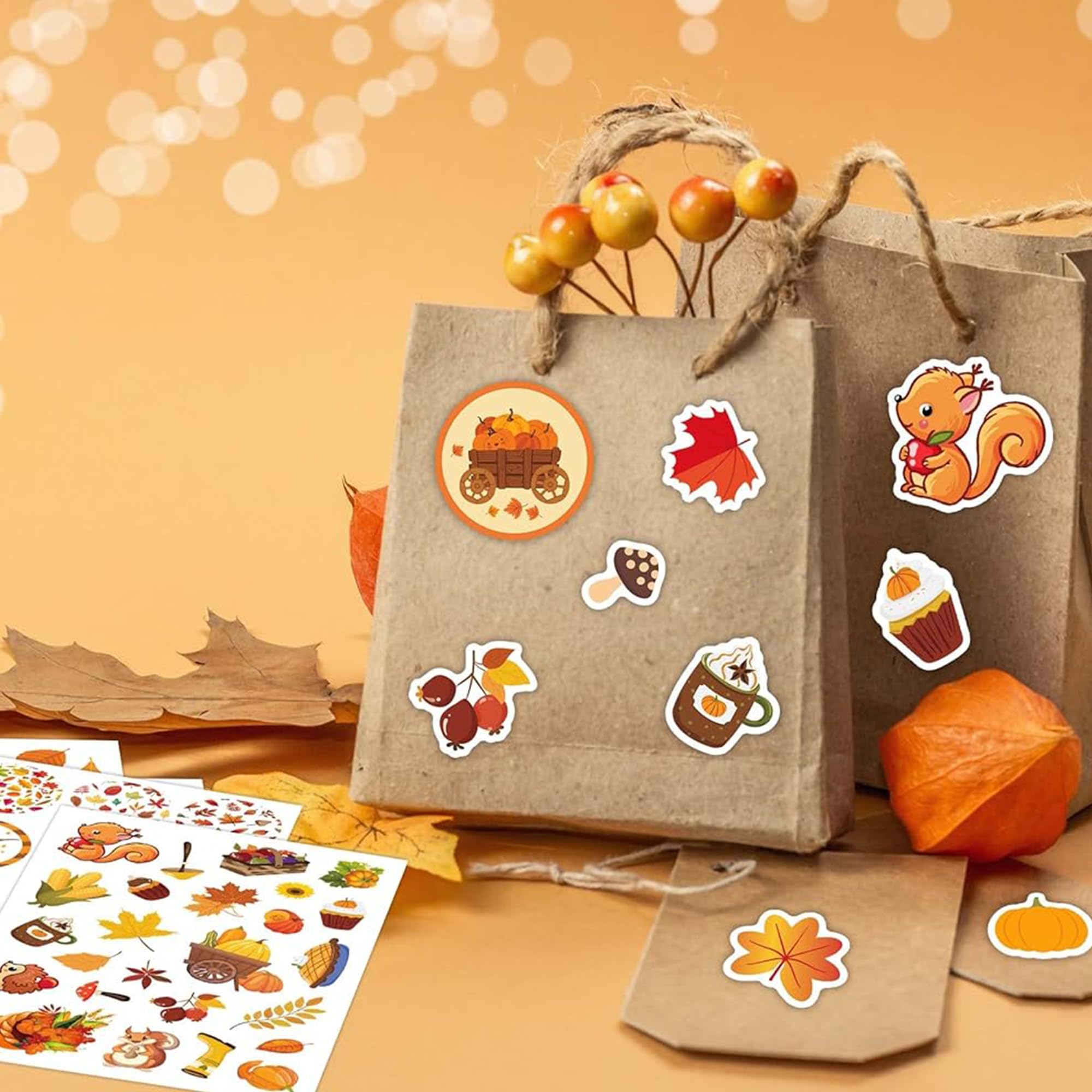 Joy Bang 476 Pcs Fall Stickers for Kids - 24 Sheets Autumn, Pumpkin, Maple Leaves & Thanksgiving Harvest Stickers | Bulk Fall Party Supplies & Favors for Classroom, Scrapbooking, DIY Crafts & Seasonal Decorations