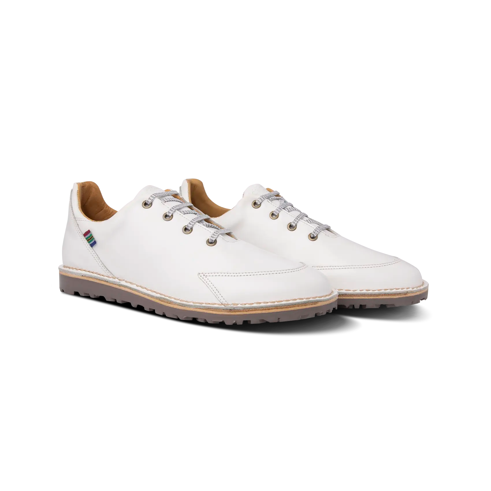 Veldskoen Albatross Golf Shoes for Men - Premium White Leather with Grey Sole - Comfortable & Durable Spiked Golf Footwear for Course & Clubhouse