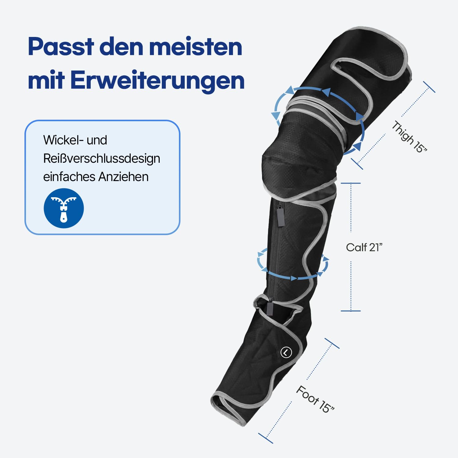 HubiCare Leg Massager with Air Compression - 6 Massage Modes for Foot, Calf & Thigh Pain Relief, Muscle Relaxation & Improved Blood Circulation - Perfect Gift for Men & Women - Ideal for Post-Workout Recovery, Office Use & Relaxation at Home
