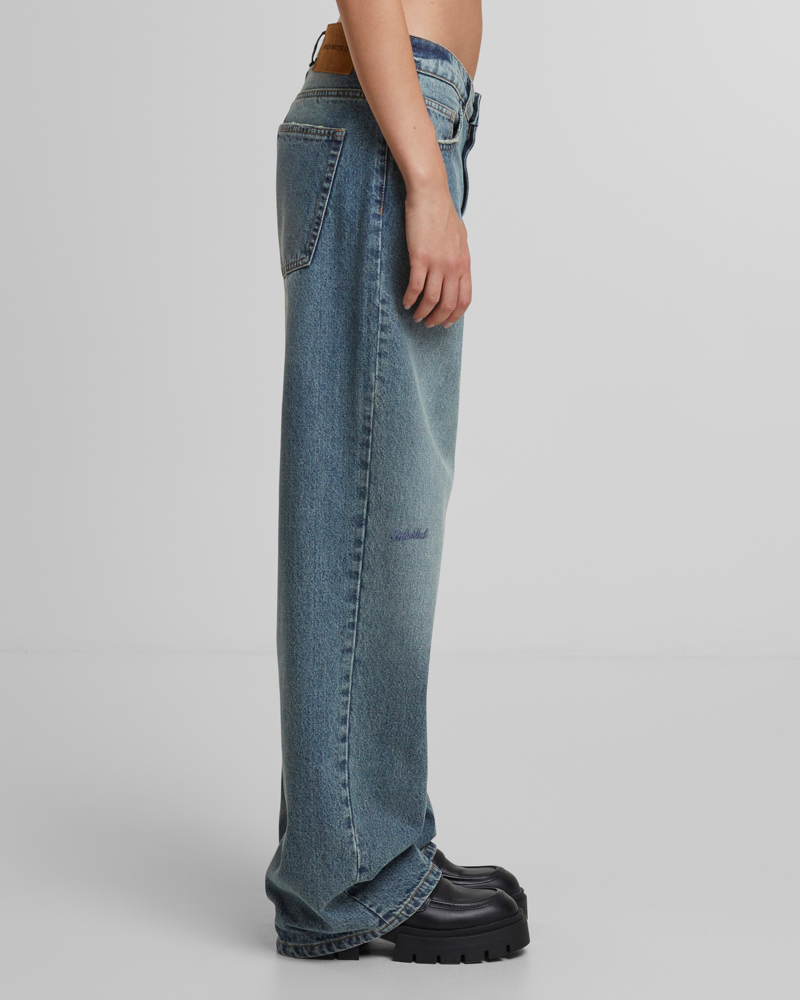 Vintage Blue Baggy Denim Jeans for Women & Men - High Waisted Loose Fit Distressed Jeans - Casual Streetwear, Hip Hop Style, Everyday Wear