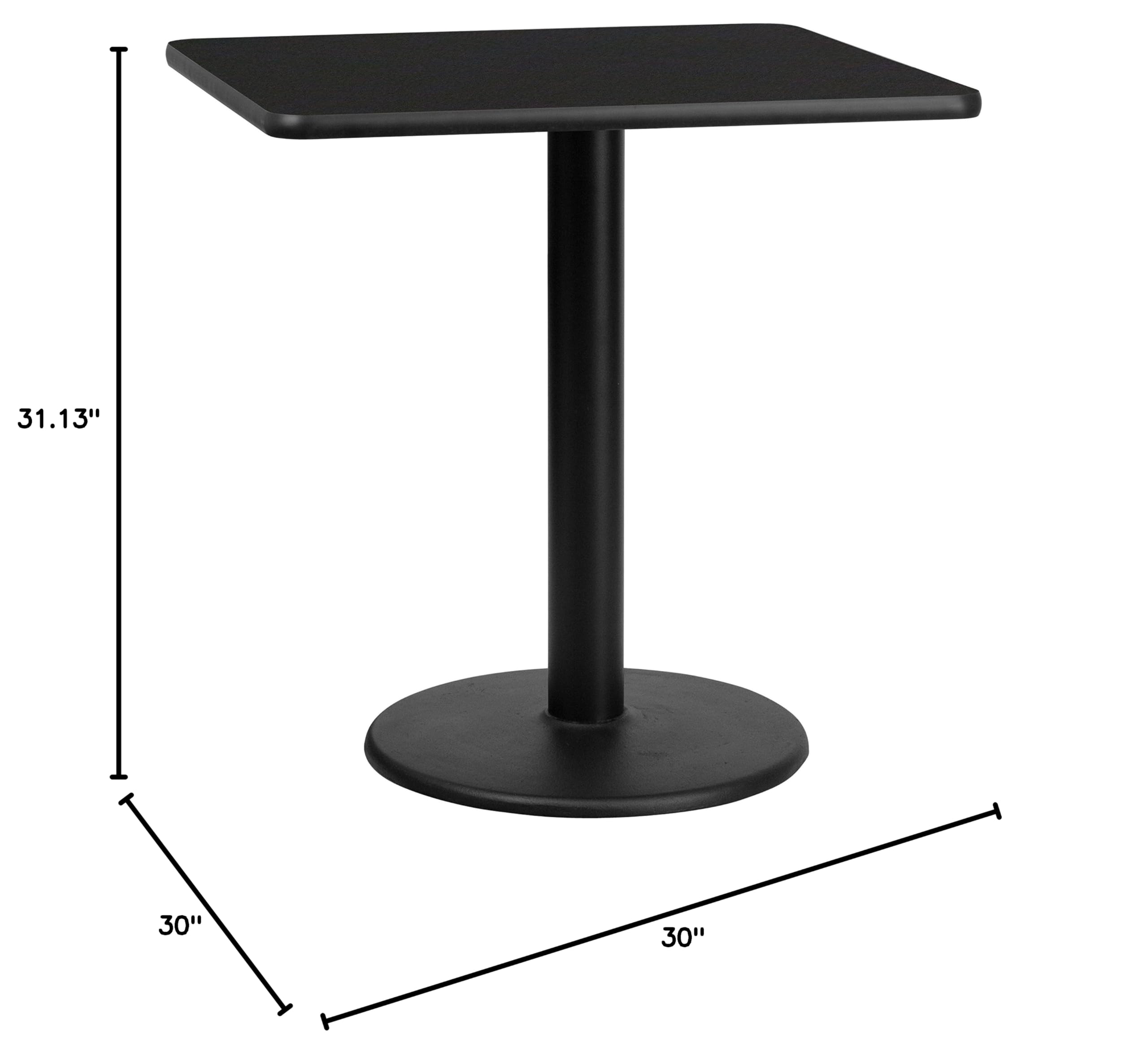 Flash Furniture Graniss 30'' Square Walnut Laminate Dining Table with 18'' Round Base | Perfect for Small Spaces, Kitchens & Breakfast Nooks