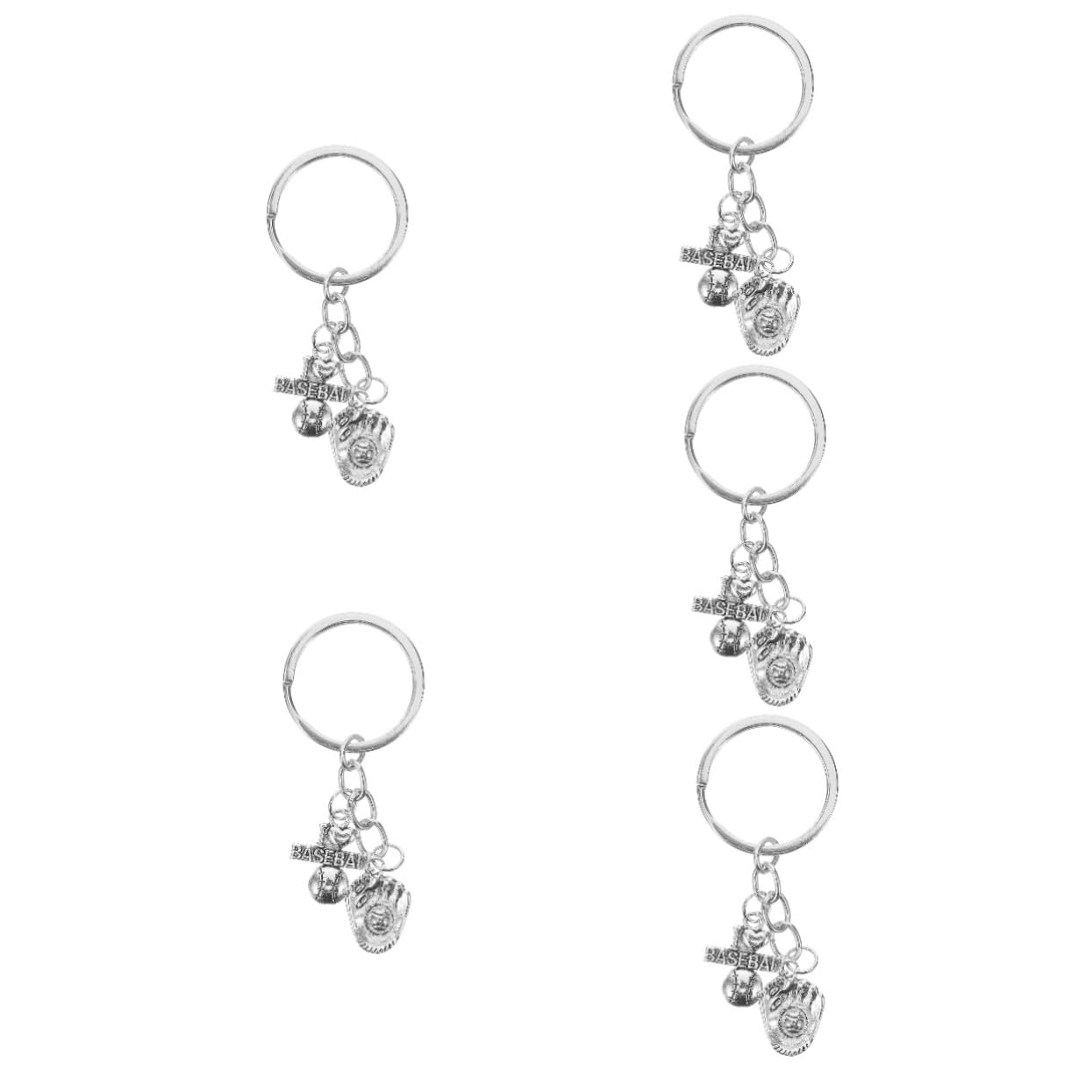 5pcs Baseball Keychain Set - Sports Key Rings for Women, Baseball Decor Bag Keychain, Backpack Pendant Keychains | Perfect for Baseball Fans, Sports Enthusiasts & Gift Giving