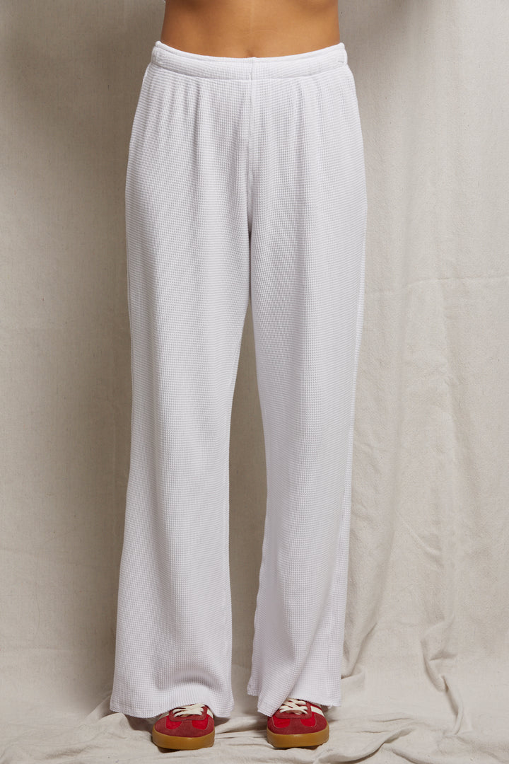 Premium White T-Shirt for Men & Women | Soft Cotton Crewneck Tee | Shane Waffle Lounge Pants | Cozy Loungewear Set for Home, Yoga & Casual Outings