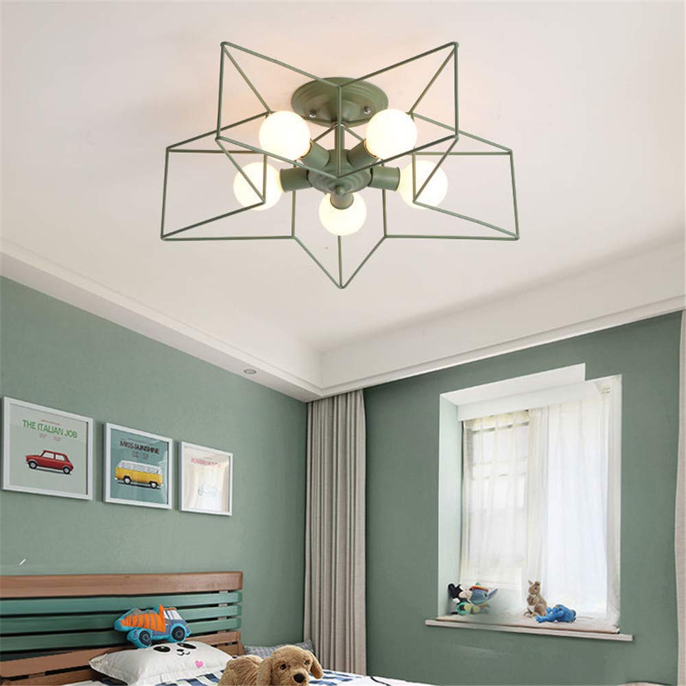 KWOKING 5-Light Flush Mount Ceiling Light Fixture - Modern Industrial Star Design, Minimalist Lighting for Kids Room, Living Room, Hallway - Perfect for Home, Office & Commercial Spaces