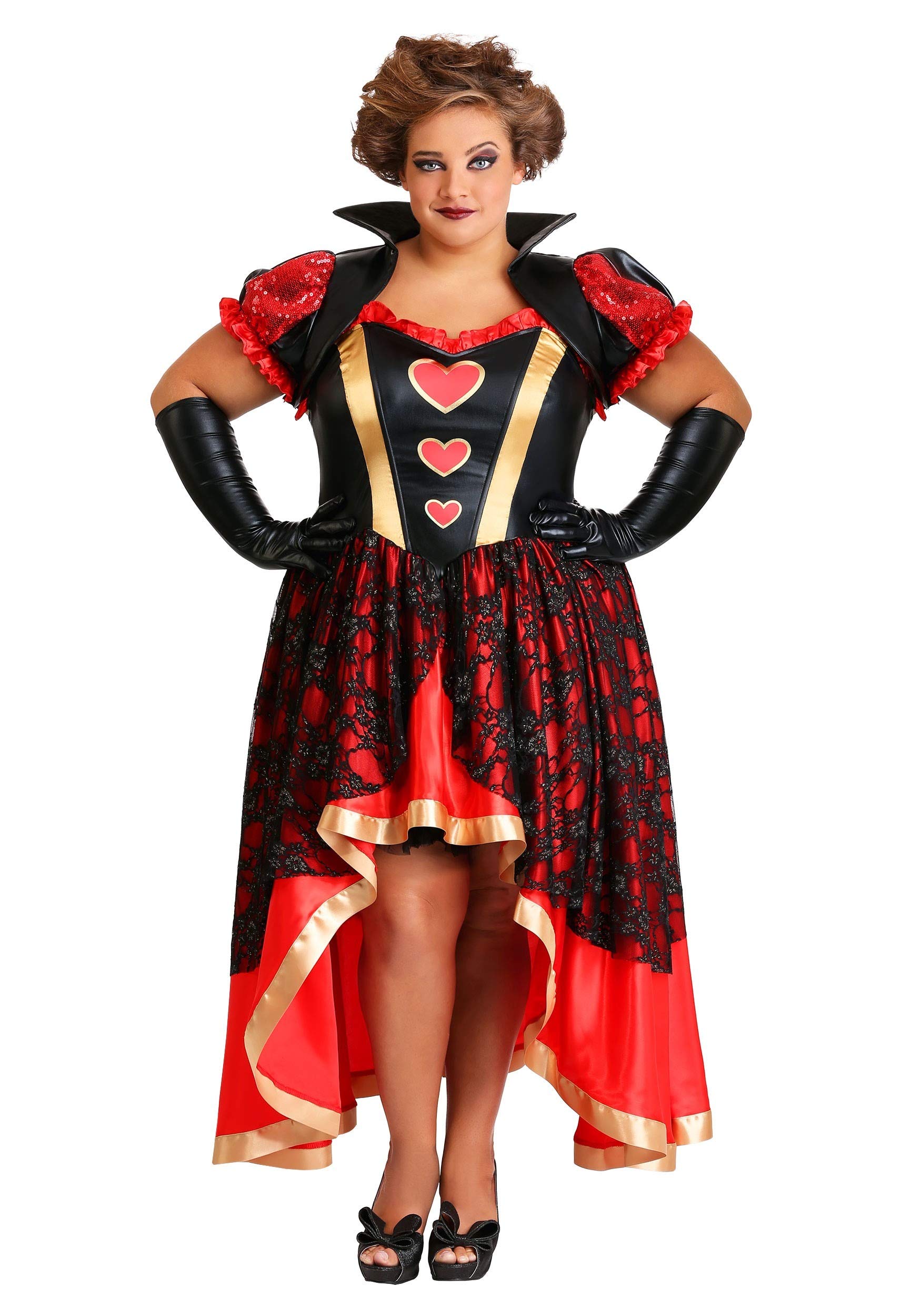 Plus Size Dark Queen of Hearts Costume for Women - 2X - Gothic Halloween Party, Cosplay & Themed Events