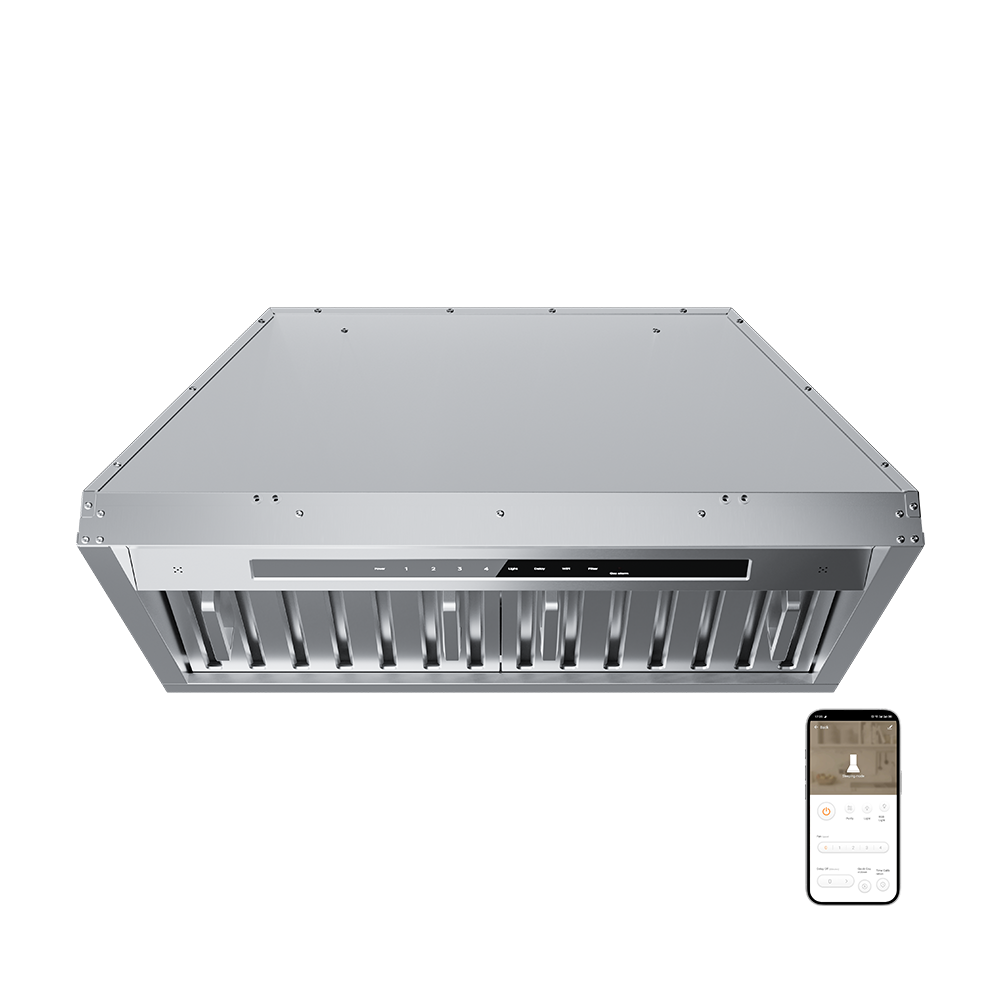 CIARRA 28 Inch Built-In Range Hood with 4 Speed Levels & Smart Touch Control - Professional Series Stainless Steel Kitchen Vent Hood for Stove Top - CAS28927A OW - Perfect for Modern Home Kitchens & Cooking Enthusiasts