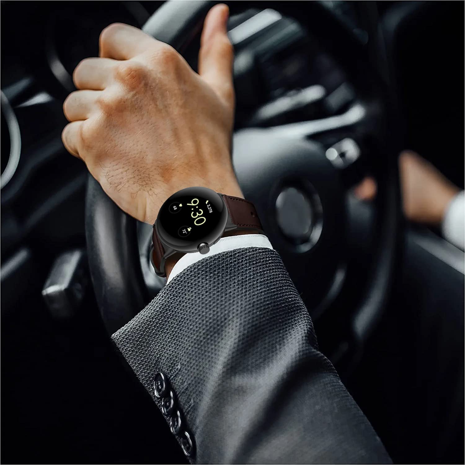 **Premium Genuine Leather Bands for Google Pixel Watch - Adjustable Clasp Strap for Men & Women - Perfect for Work, Gym & Everyday Wear**