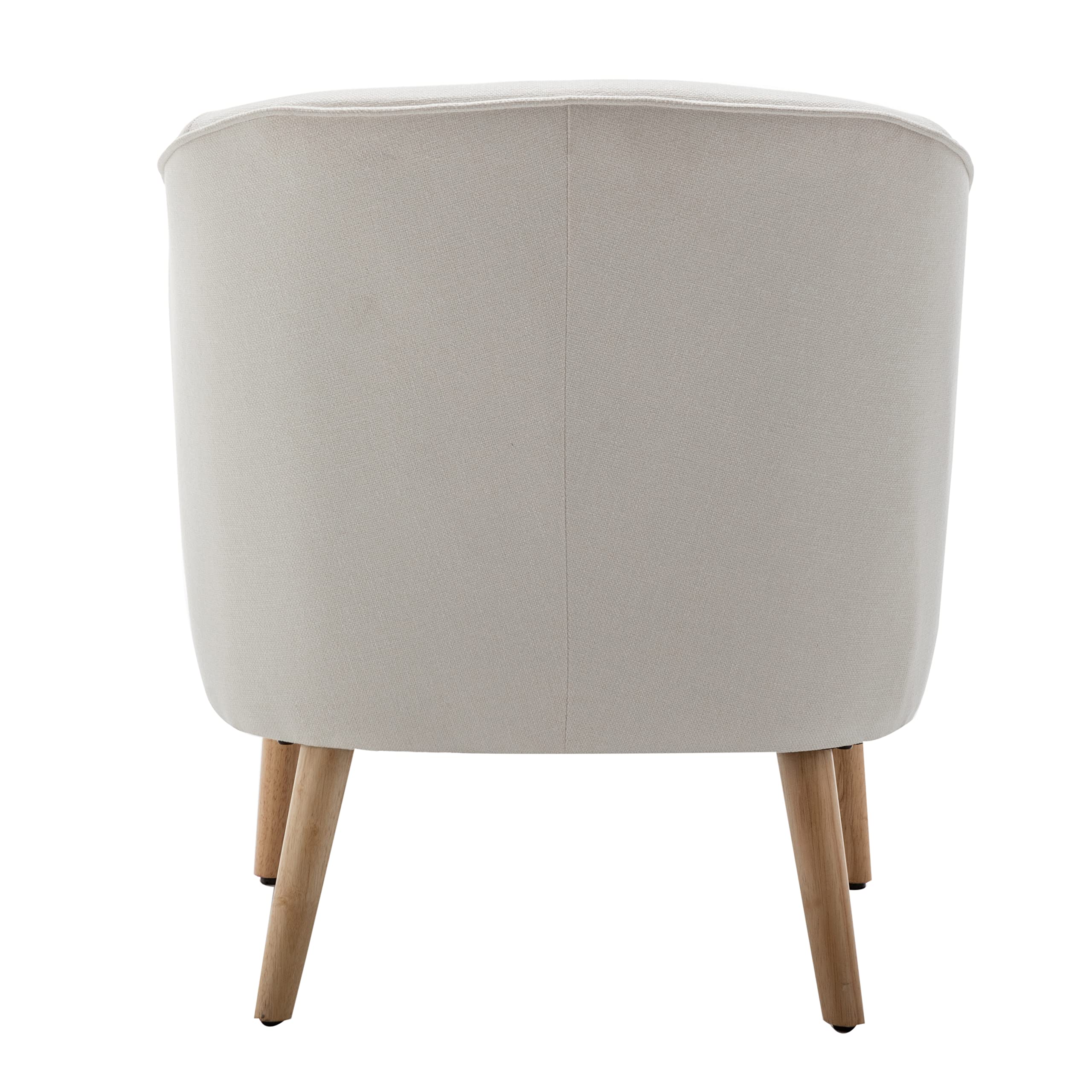 Mid-Century Modern Barrel Accent Chair with Tapered Legs - Cream Fabric Upholstered Lounge Chair for Living Room, Bedroom & Office - Stylish Comfortable Seating for Relaxing & Reading