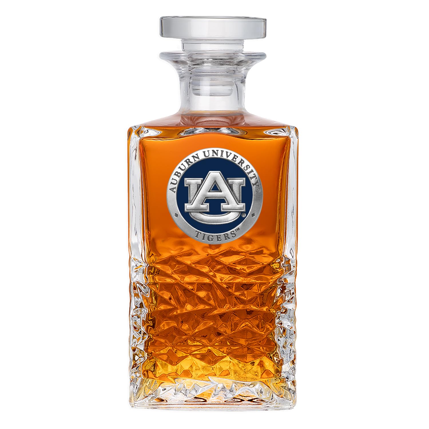 Auburn Heritage Decanter - 25oz Elegant Liquor Pourer with Handcrafted Pewter Glass | Perfect for Whiskey, Bourbon & Wine Serving at Home Bars & Gifts