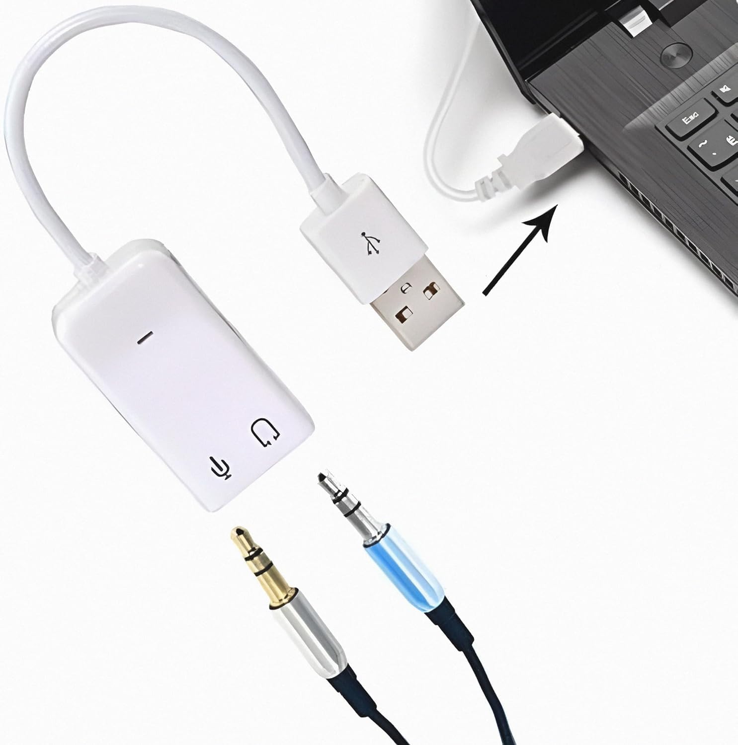 VYAR USB Sound Card 7.1 Channel External Audio Adapter with 3.5mm Headphone & Mic Jack - High Quality Stereo Sound Card for PC, Laptop, Gaming, Streaming & Music Production