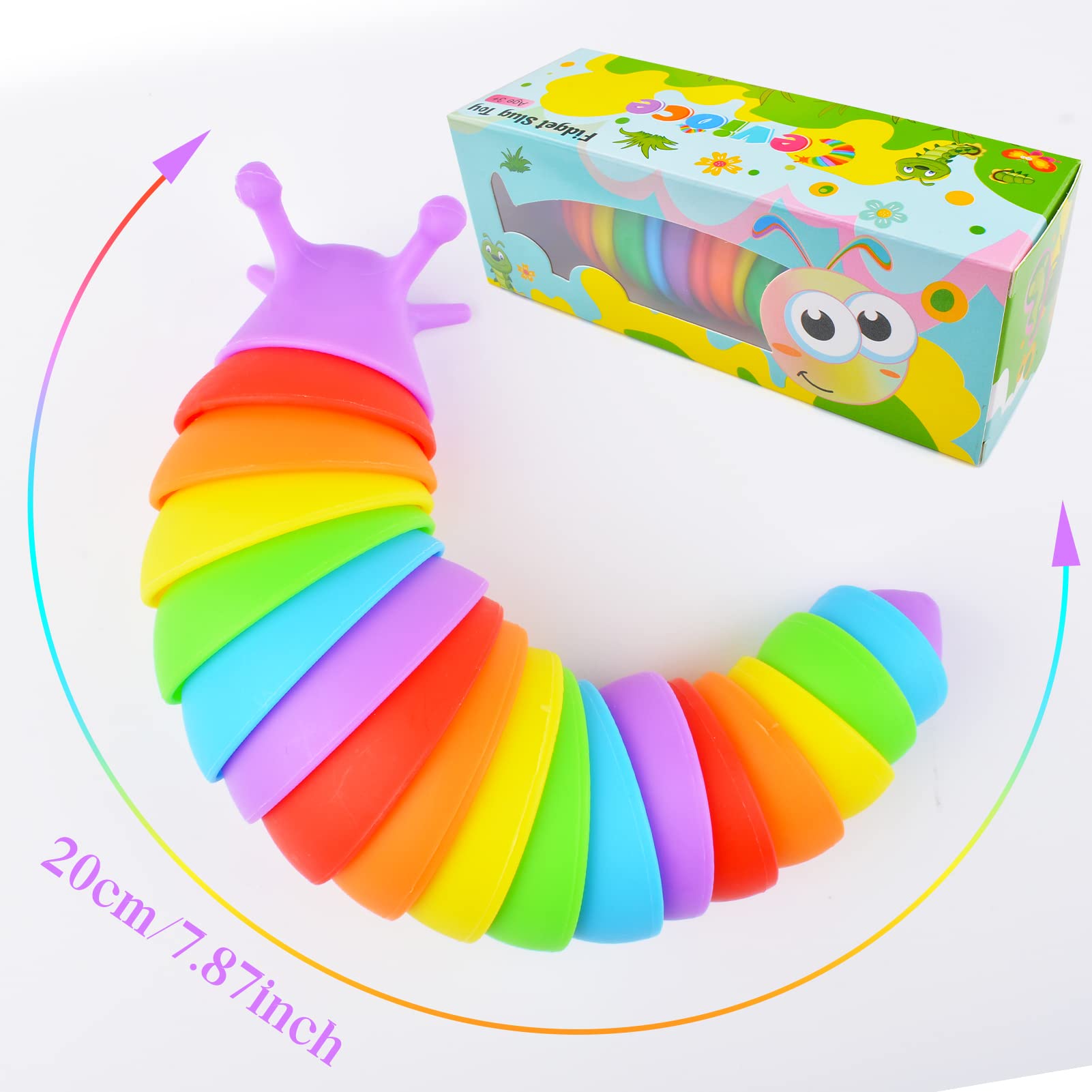 Cevioce Fidget Slug Toy - 3Pcs Sensory Slug Fidget Toys for Kids & Adults, Stress Relief Toys for Autism, ADHD, Anxiety - Perfect for Easter Basket Stuffers, Birthday Gifts for Toddler Boys & Girls - Great for Classrooms, Therapy, Travel & Home Use