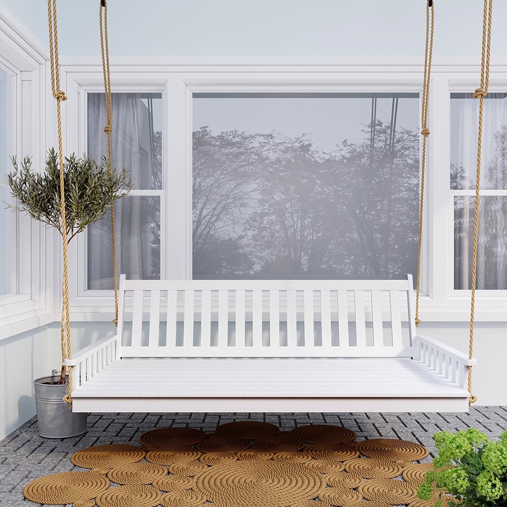 Keystone Amish Co. White Twin Franklin Porch Swing Bed - Perfect for Outdoor Relaxation, Patio, Garden & Backyard Decor