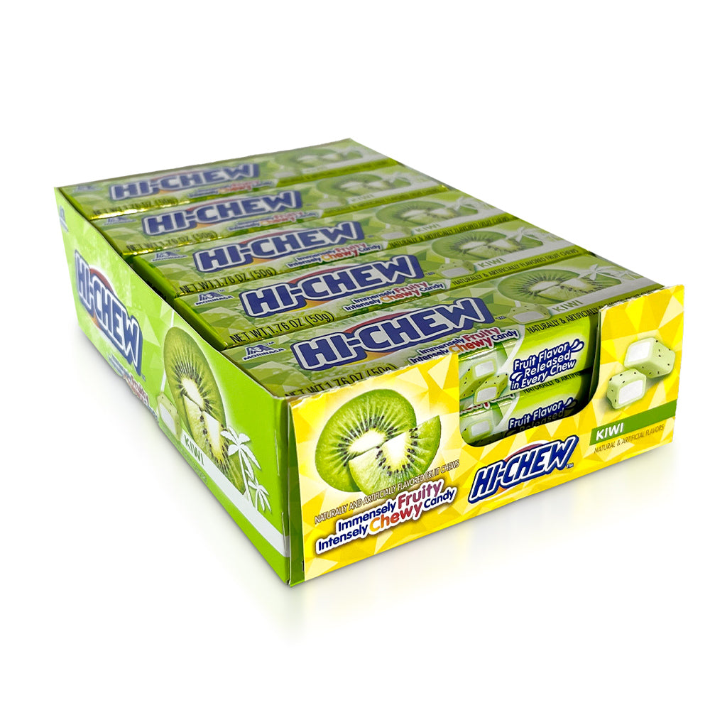 Hi Chew Kiwi Flavor Chewy Candy Bars - 15 Count Box | Delicious Snack for School, Office & On-the-Go