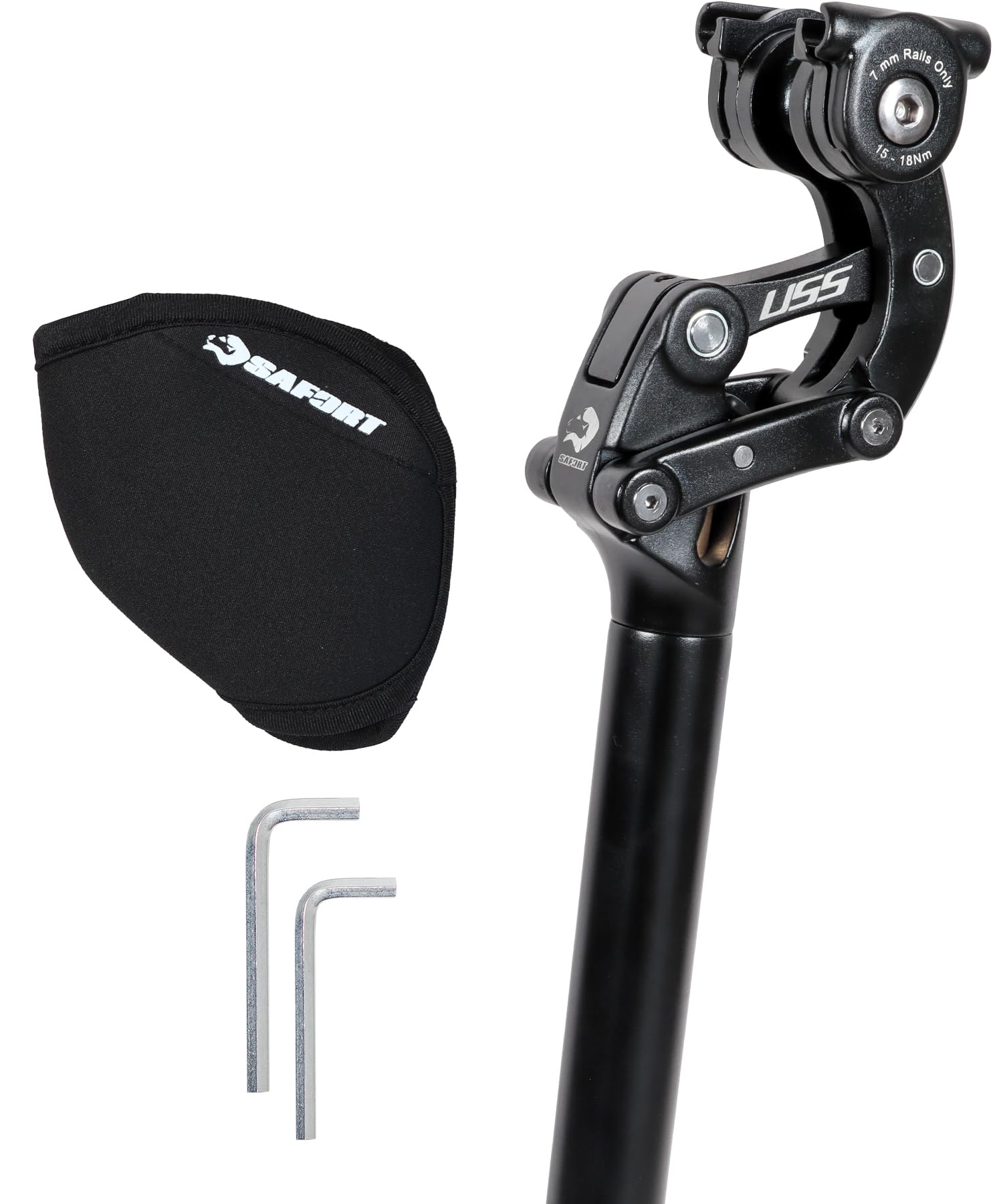 Safort USS Suspension Seatpost - 27.2mm/30.9mm/31.6mm Shock Absorbing Bike Seat Post for E-Bikes, Gravel, Road & Hybrid Bikes | 365mm Length | Comfort Ride for Commuting, Mountain Trails & Long-Distance Cycling