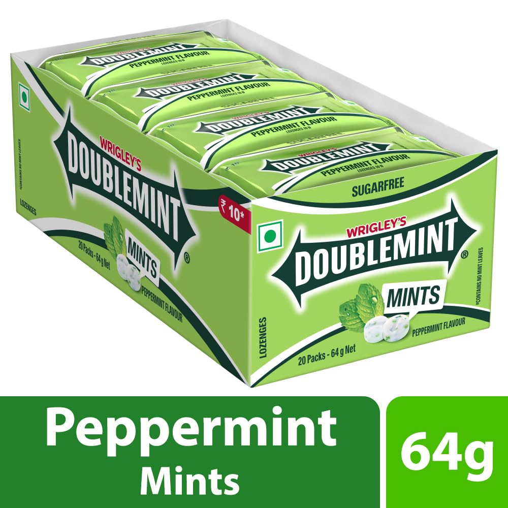 Doublemint Sugarfree Peppermint Chewing Gum - 20 Sleeves per Box (64g) | Instant Fresh Breath Mints | Portable & Convenient for Travel, Office & On-the-Go Freshness