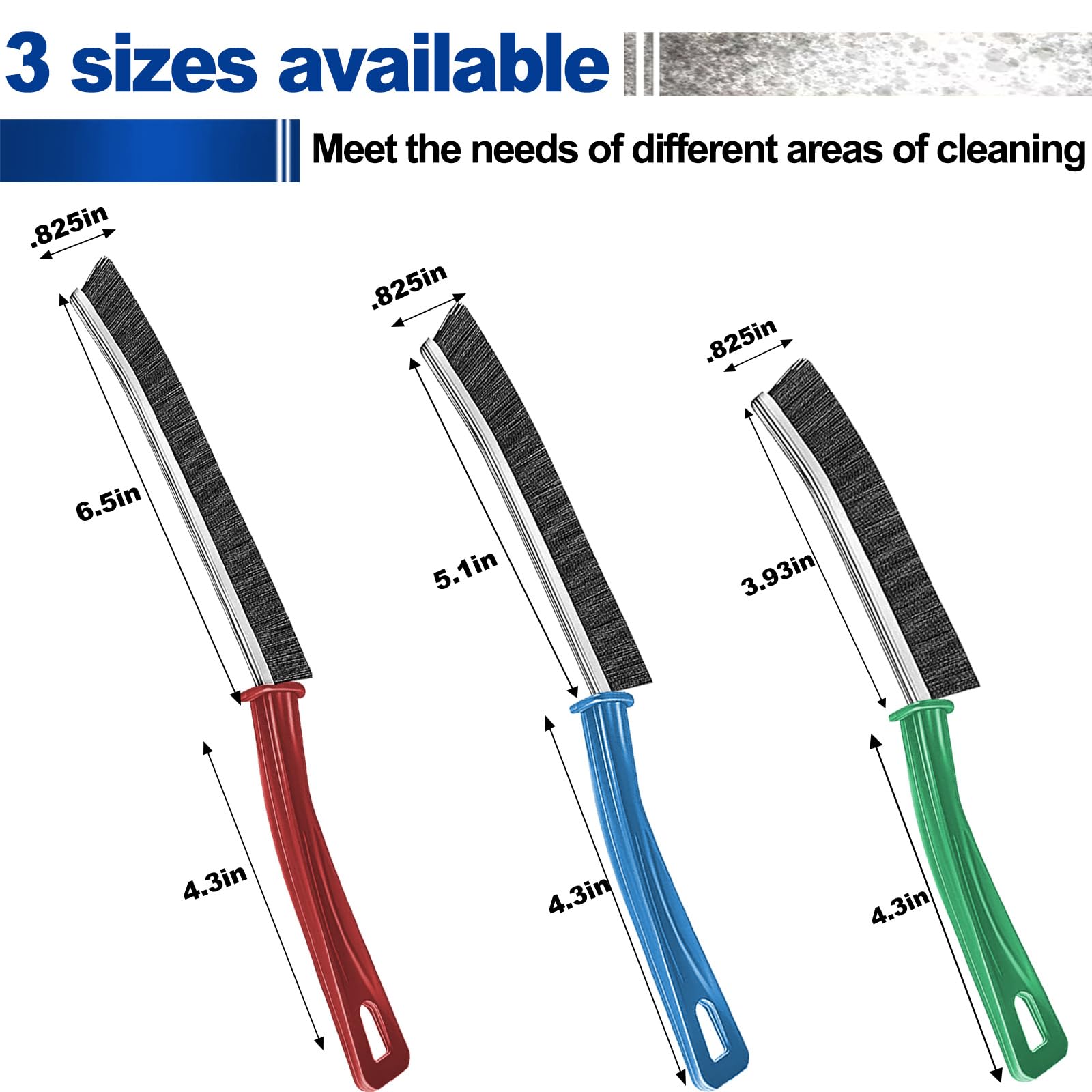 3-Pack Heavy Duty Hard Bristle Crevice Cleaning Brushes - Multi-Size Gap & Grout Cleaner for Showers, Tiles, Bathrooms - Perfect Handheld Cleaning Tool for Tight Spaces, Kitchen Appliances & Automotive Detailing