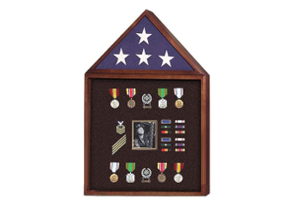 Premium Flag & Badge Display Cases - Wall Mounted Photo Frame for Collectibles & Memorabilia - Perfect for Home, Office, Military, or Museum Decor