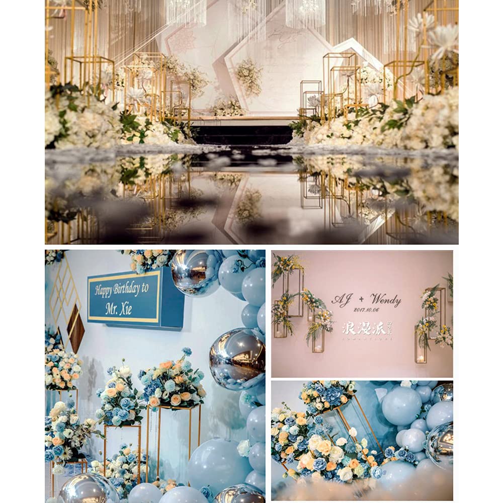 10pcs Gold Metal Flower Floor Vase Stand - 31.5in Tall Geometric Centerpiece for Wedding, Party & Home Decor - Rectangular Display Rack for Tables, Entryways & Event Venues