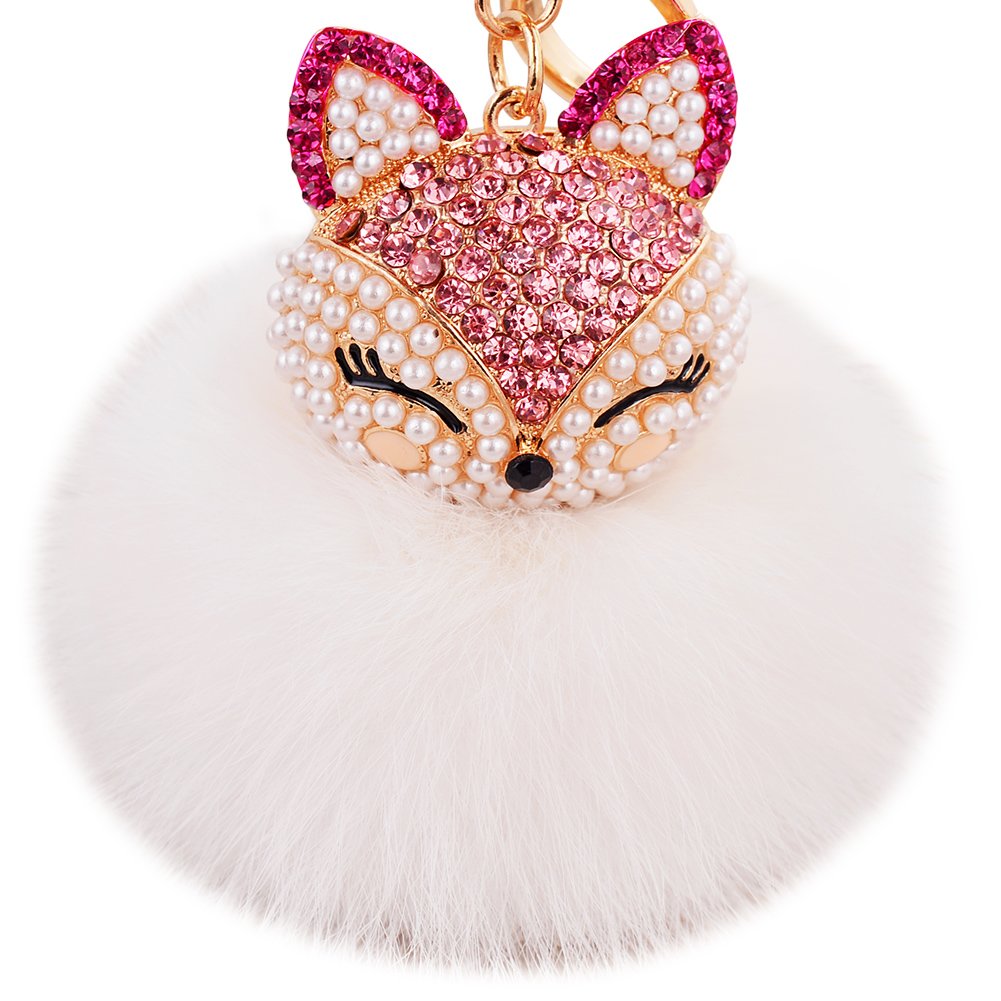 Creative Rabbit Fur Ball Keychain - Cute Animal Key Ring for Car Keys, Bags & Backpacks | Perfect Gift for Pet Lovers & Fashion Accessories