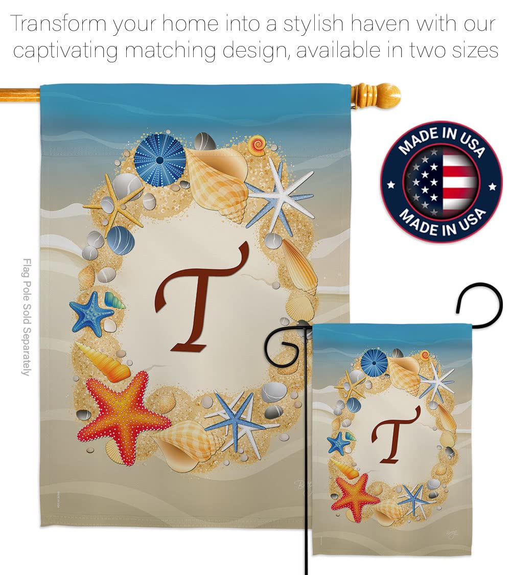 Coastal Beach House Flag Set with Pole - Summer Decor for Outdoor & Garden