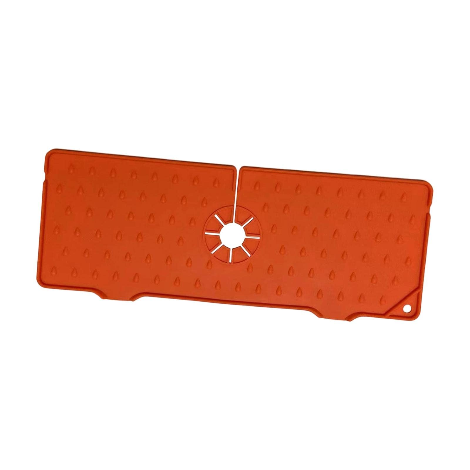 PETSOLA Kitchen Faucet Splash Guard - Behind Faucet Water Catcher Mat, Sink Sponge Holder for RV, Countertop, Farmhouse (Orange) | Prevent Water Splashes & Organize Sponges in Kitchen, Camper, Tiny Home