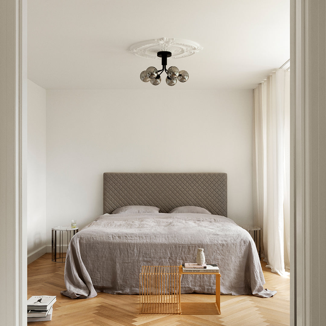 Apiales 6-Light Modern Ceiling Fixture - Brushed Nickel Finish, Dimmable LED Chandelier for Dining Room, Bedroom, or Living Room Lighting