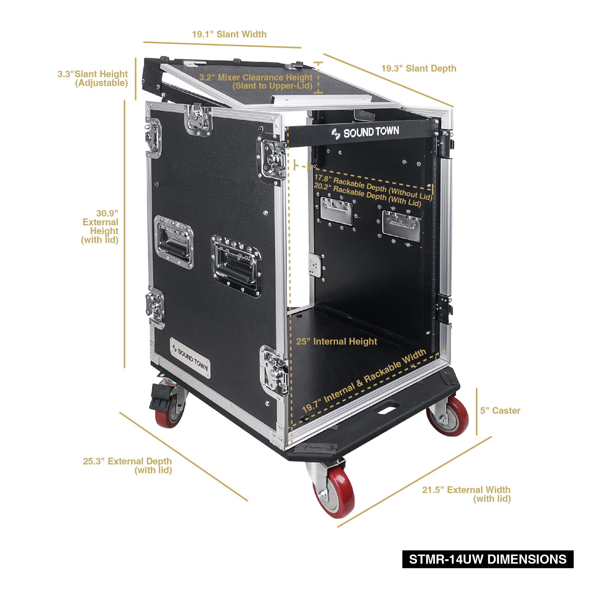 Sound Town Heavy-Duty 14U PA DJ Rack Case - 1/2