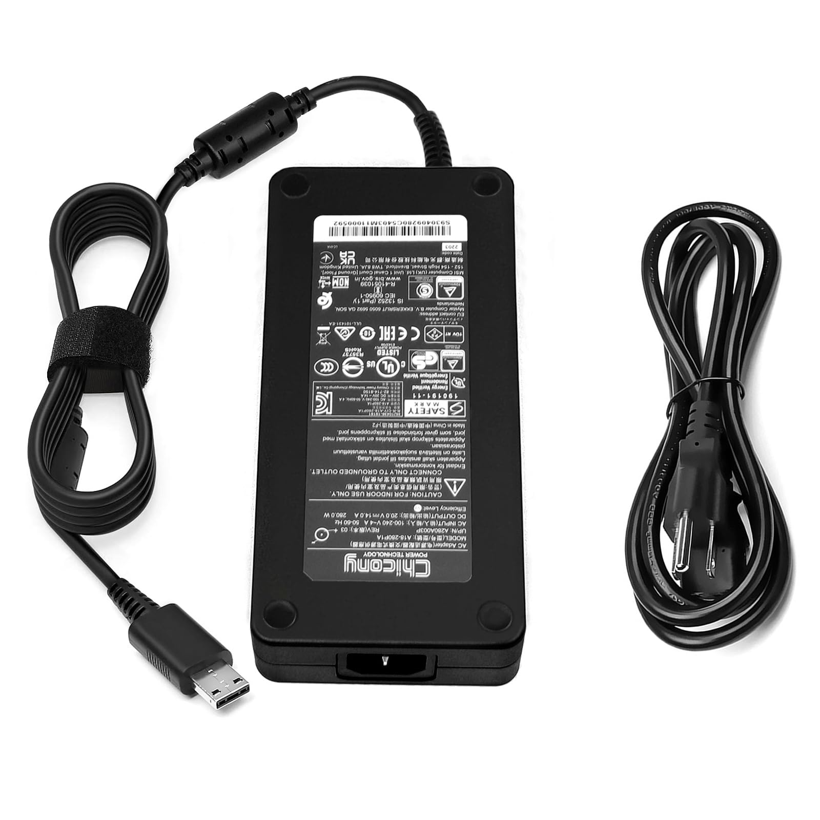 280W Slim USB-C Laptop Charger for MSI GS77/GE66/GE76 Raider/GP76/GP66 Leopard & Clevo X170SM-G/X170KM-G - Compatible with ADP-280BB/ADP-280EB/A18-280P1A - Fast Charging Power Adapter for Gaming & Work Laptops