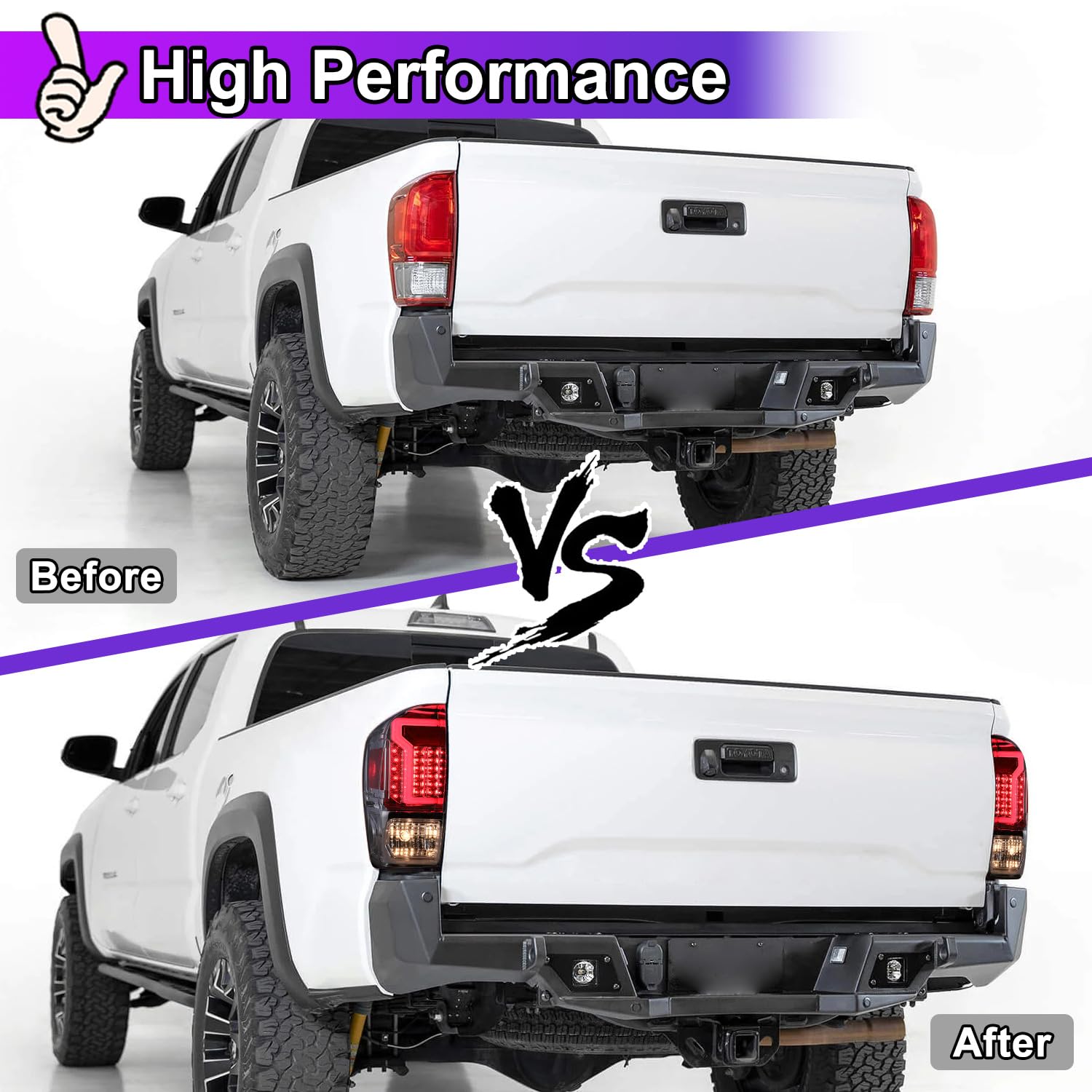 Nixon Offroad LED Tail Lights for Toyota Tacoma 2016-2023 - Chrome Housing with Clear Lens - Direct Replacement Rear Lamp Assembly (1 Pair) - Perfect for Off-Roading, Night Driving & Vehicle Customization