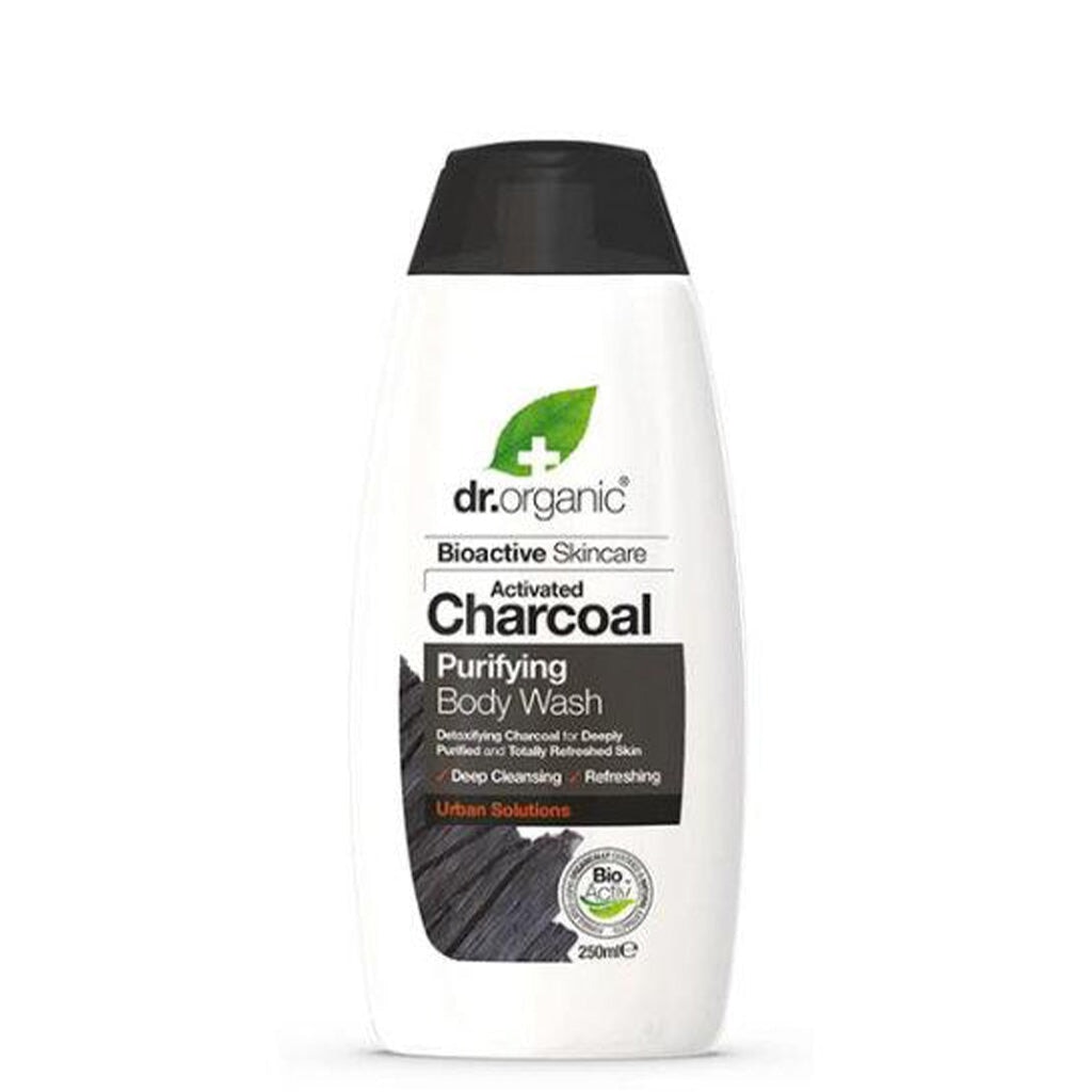 Dr Organic Activated Charcoal Body Wash - Deep Cleansing & Detoxifying Shower Gel for Men & Women | Perfect for Oily, Acne-Prone Skin & Post-Workout Refreshment