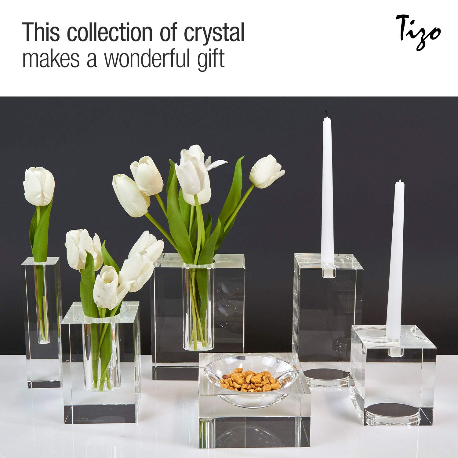 Elegant Clear Crystal Glass Bowl - 8 x 8 x 3.25 Inch Large Designer Centerpiece for Dining Table Decor, Wedding Reception, Party Serving, and Home Decoration