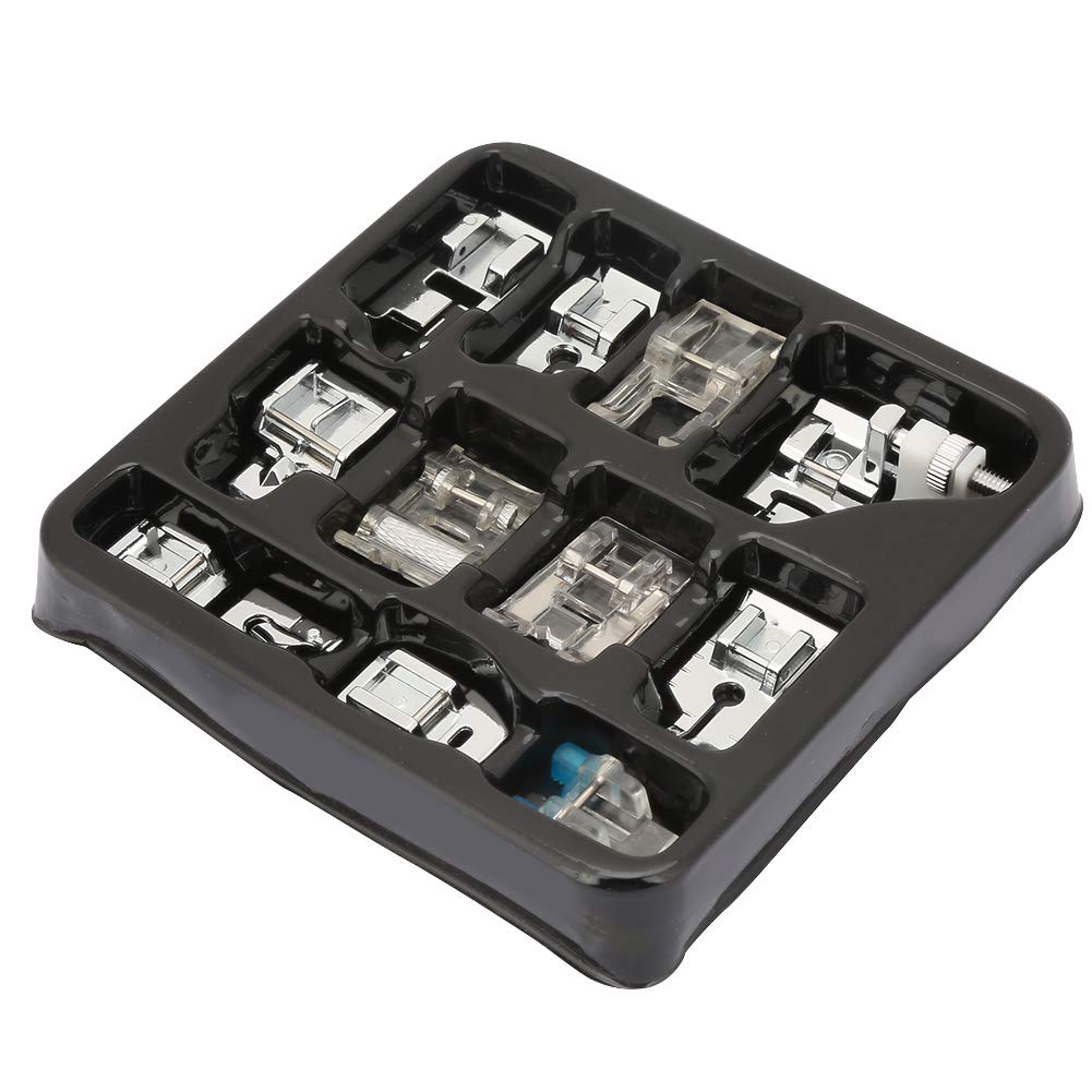Durable 11-Piece Presser Foot Set for Sewing Machines | Silver Color Replacement Press Feet | Perfect for Quilting, Zippers & Buttonholes