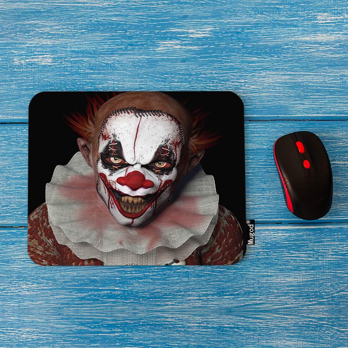 Scary Clown Gaming Mouse Pad - Non-Slip Rubber Mouse Mat with Sharp Teeth Design for PC & Laptop (7.9x9.5 Inches) - Perfect for Horror Fans, Gamers & Office Use