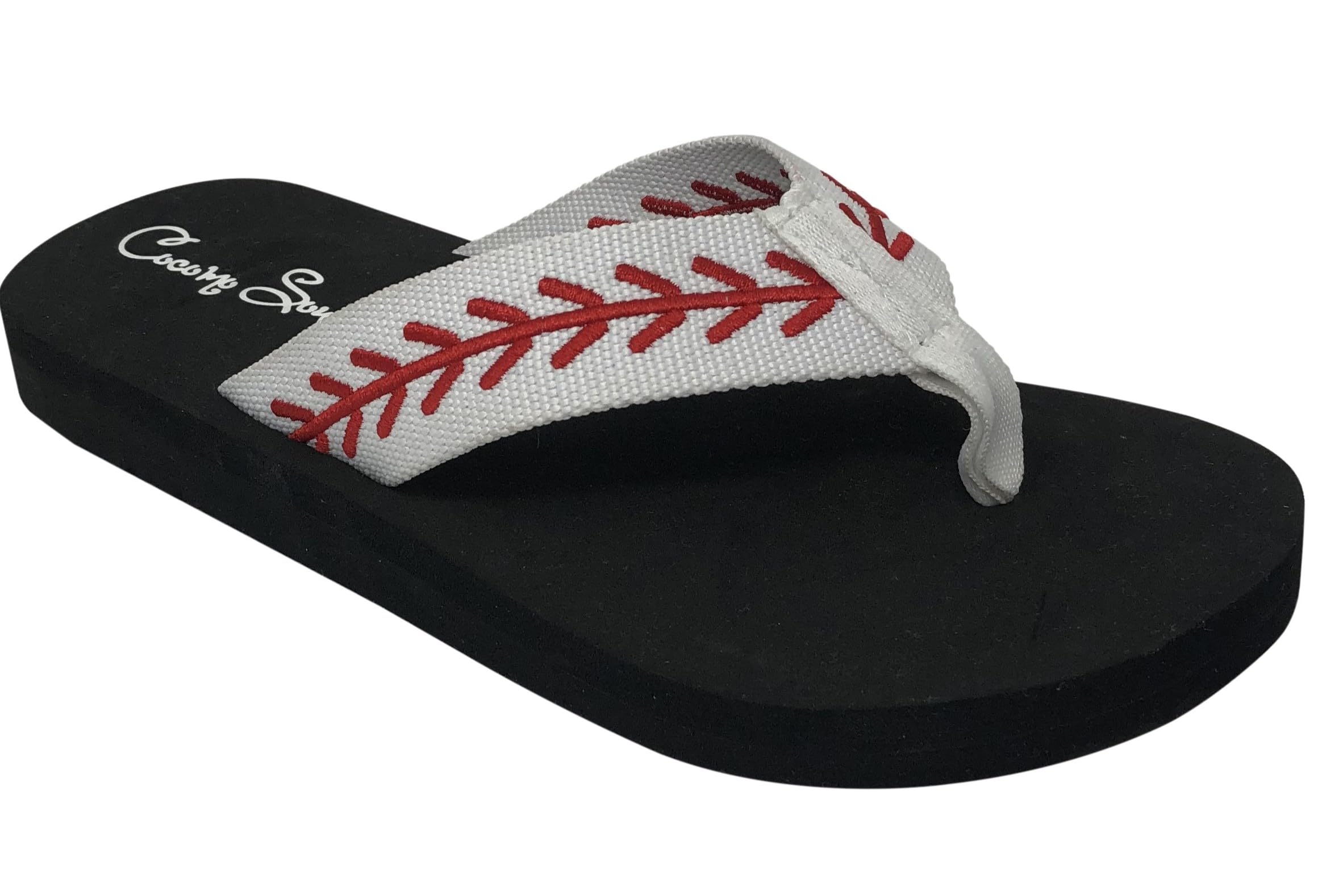 Cocomo Soul Baseball Flip Flops for Women - Embroidered Comfortable Slippers & Sandals - Perfect for Baseball Moms, Beach Outings, and Casual Summer Wear