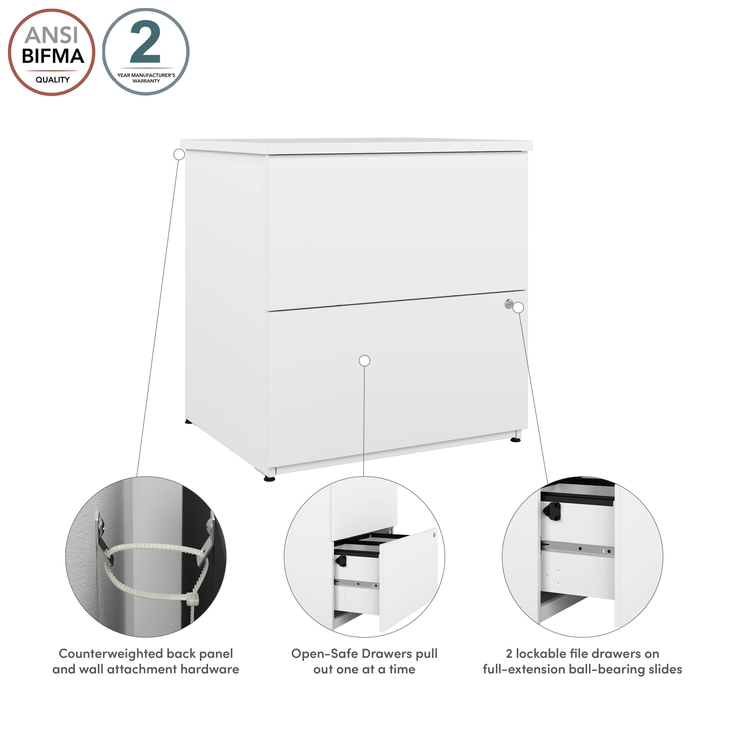 28W Standard 2-Drawer Lateral File Cabinet - 5 Color Options for Office & Home Organization | Durable Metal Filing Cabinet for Documents & Folders