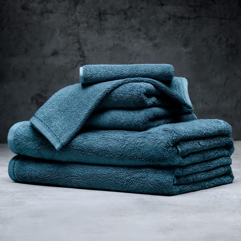 LUXOME Spa Collection 6-Piece Bath Towel Set - 100% Bamboo Viscose & Cotton Blend | Super Absorbent & Odor Resistant | Soft Luxury Towels for Bath, Pool & Beach | Lagoon Color