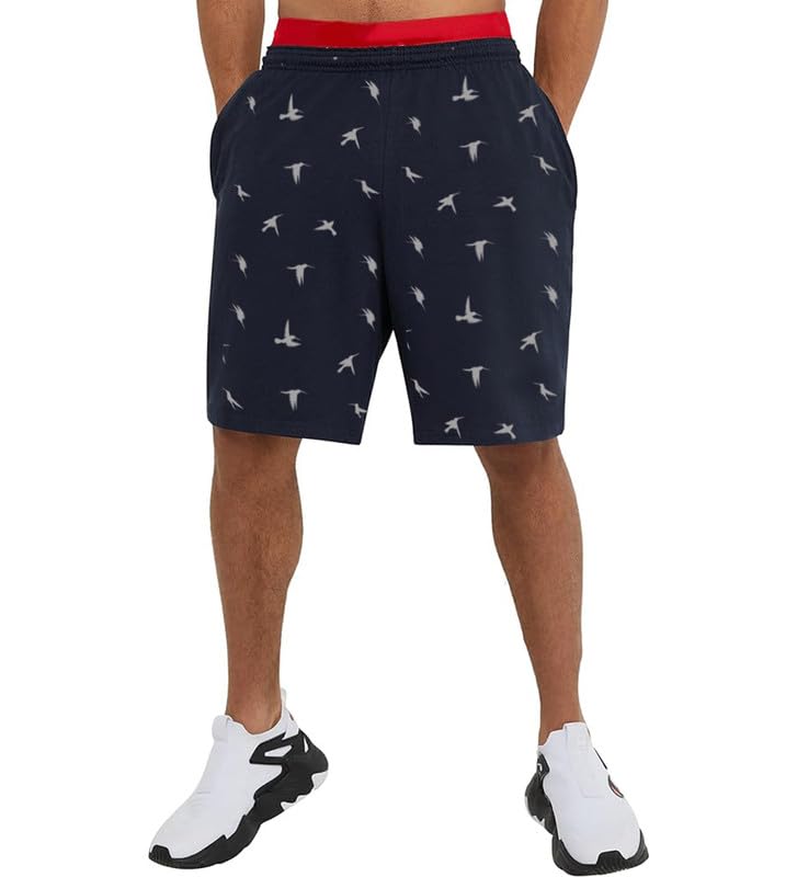 Hotfits Men's Casual Cotton Printed Elastic Waist Shorts with Pockets - All Season Workout, Running & Lounge Shorts for Gym, Travel & Everyday Wear