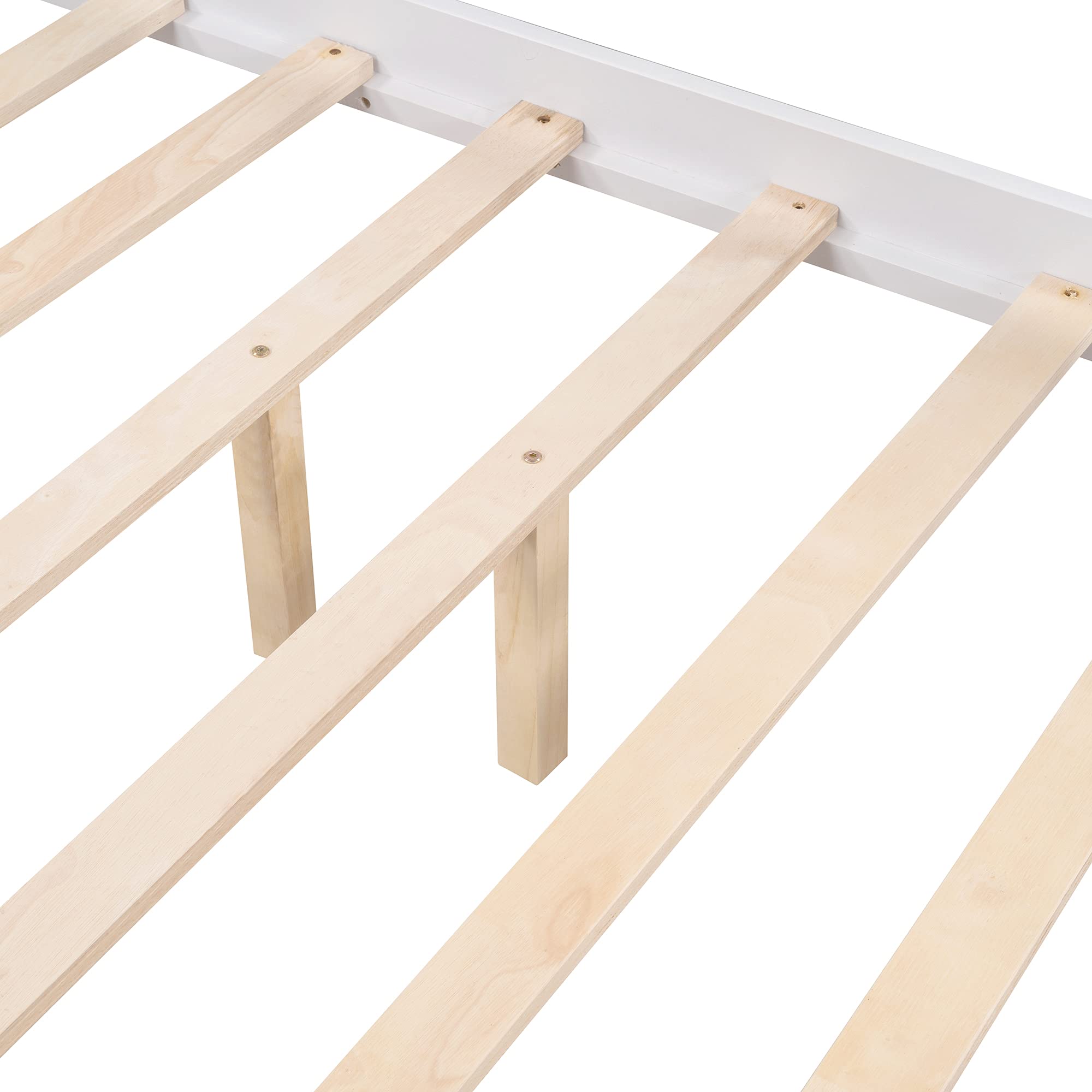 HYC White Wood Full Size Daybed with Drawers Storage - Convertible Sofa Bed for Teens & Adults - Space-Saving Bedroom Furniture for Guest Rooms, Dormitories & Small Apartments