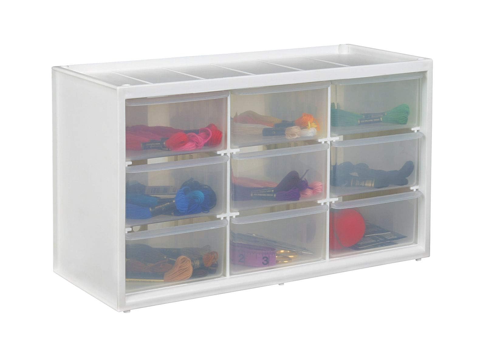 ArtBin 6809PC 9-Drawer Plastic Storage Cabinet for Sewing & Craft Supplies - White with Clear Drawers - Perfect for Organizing Thread, Beads, Buttons & DIY Craft Materials at Home or Studio