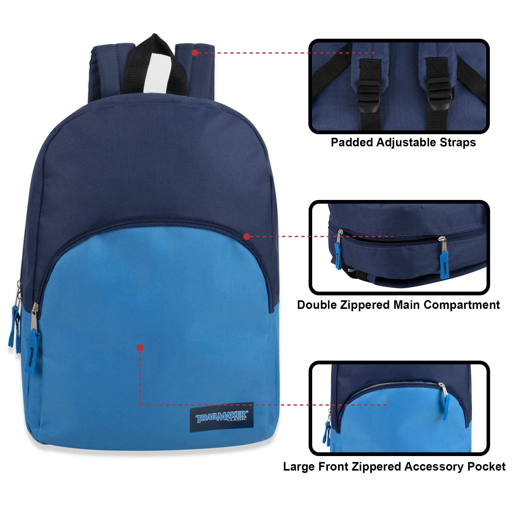 24 Pack Kids 15 Inch Bulk Backpacks with Padded Straps - Durable School Backpacks for Boys & Girls - Perfect for Classroom, Travel & Outdoor Activities