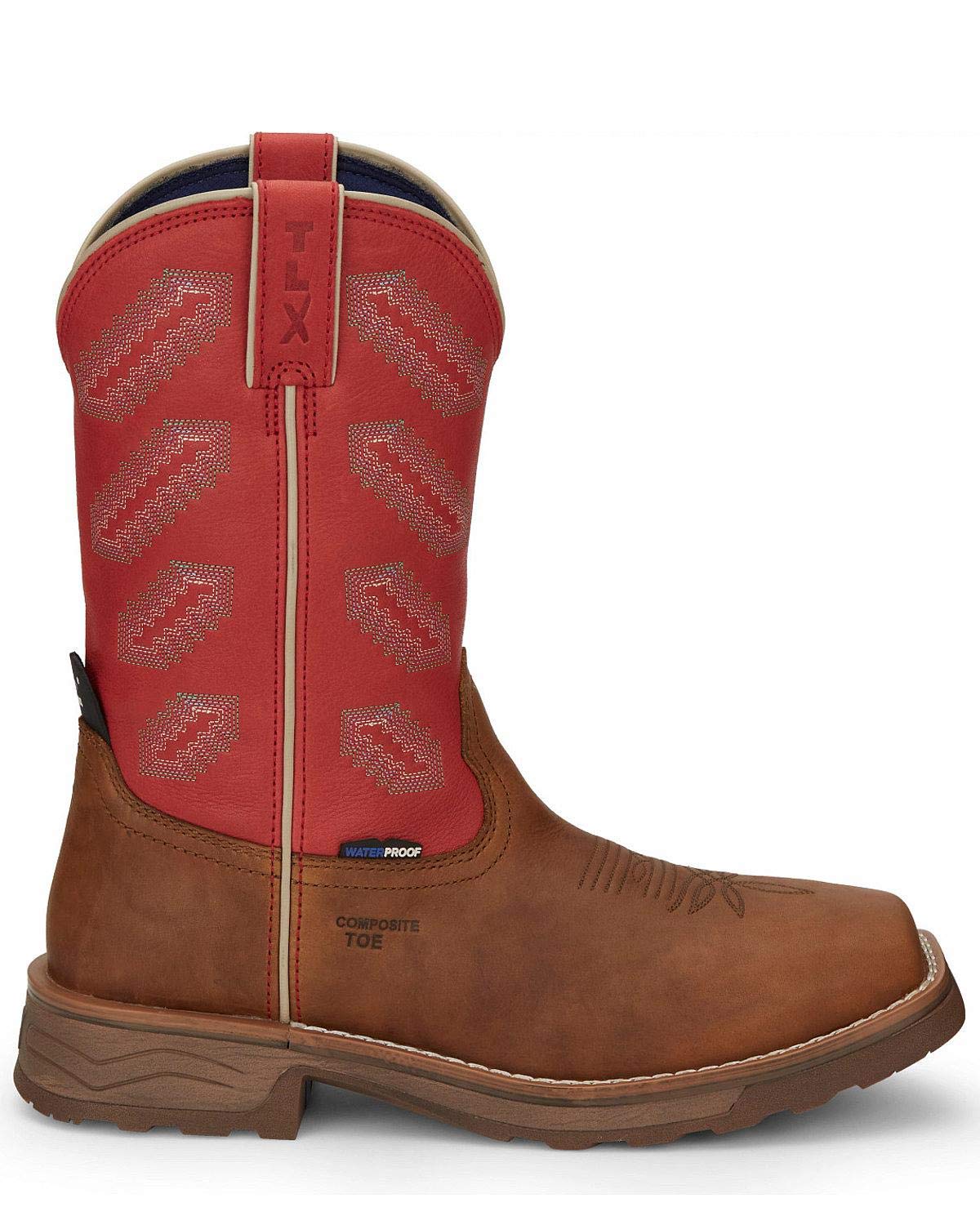 Tony Lama Men's Energy Waterproof Western Work Boot with Composite Toe - Tw3400 | Durable Safety Boots for Construction, Ranch Work & Outdoor Activities