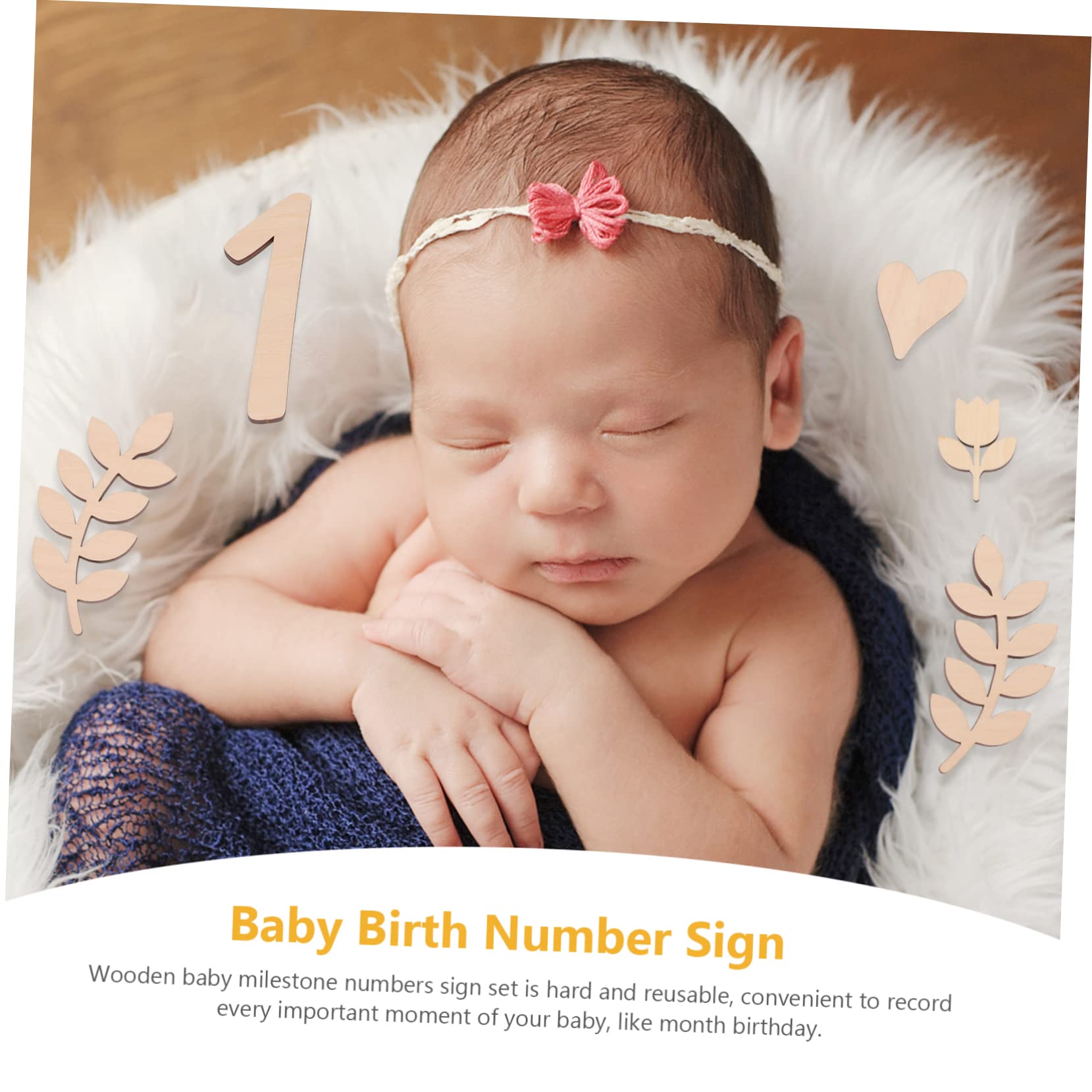 ibasenice 5 Sets Unique Wooden Baby Milestone Cards with Numbers - Personalized Baby Shower Decor for Newborn Photography & First Birthday Party Decorations